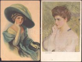 5 db háború előtti, szignós művészlap, vegyes minőség / 5 vintage, artist signed postcards (Usabal, ...