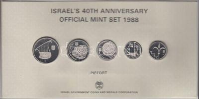 Izrael 1988. 1A-1S (5xklf) piefort T:PP Israel 1988. 1 Agora - 1 New Sheqel (5xdiff) piefort C:PP Krause PPS8