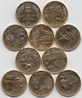 Amerika Egyesült Államok 2000-2006. 1/4$ klf aranyozott! emlékkiadások (10x) T:1
USA 2000-2006. Quar...
