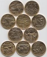 Amerika Egyesült Államok 1999-2006. 1/4$ klf aranyozott! emlékkiadások (10x) T:1
USA 1999-2006. Quar...