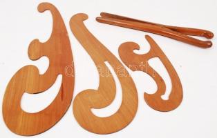 Fa vonalzók és kesztyűtágító, összesen: 4 db