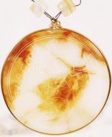 Divatékszer Féldrágakő, borostyán collier 55cm medállal