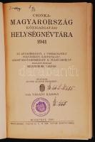 Várady Károly: Csonka Magyarország közigazgatási helységnévtára bővített kiadás Bp., 1941 Hornyánszky. egészvászon kötésben