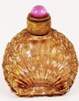 Parfümös üveg féldrágakő és üveg díszítéssel 6 cm