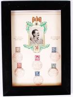 1939 A Führer 50 születésnapja emléklap alkalmi bélyegzésekkel + hozzávaló üvegezett keret / Hitler&...