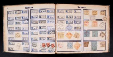 cca 1900-1930 Anglia ajánlott R ragjegyek gyés kivágások gyűjteménye / England collection of recomme...