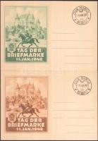 2 db régi bélyeg motívumlap / 2 stamp motive cards, "Tage der Briefmarke 1942"