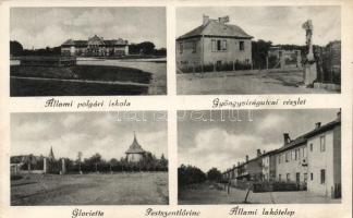 Budapest XVIII. Pestszentlőrinc; állami polgári iskola, Gyöngyvirág utca, Gloriette, állami lakótelep (Rb)