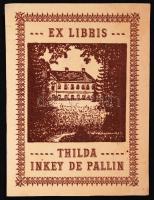 cca 1910 báró Inkey László nevére szóló szállodai számla + felesége, Jeszenszky Thilda ex libris