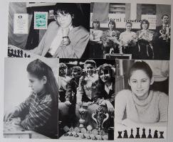 Női sakknagymesterek 5db képeslapon alkalmi sakkbélyegzésekkel 3db