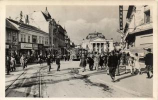 Nagyvárad, Bémer tér / square, tram, shops, vissza So. Stpl