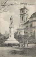 Nagykároly, Kossuth szobor, Római katolikus templom / statue, church (EK)