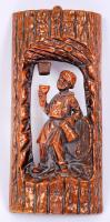 A borozó. Domborműves, bronzírozott fém falidísz /  Drunkard, metal wall decoration, 33x16cm
