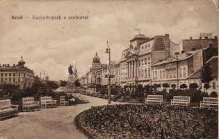 Arad Kossuth park szoborral / park with statue (wet damage)