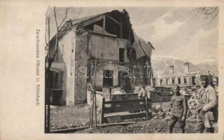 Kötschach, destroyed building, soldiers (EK)