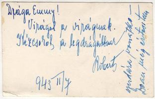 Zelnik Róbert újság és filmíró dedikált névjegykártyája