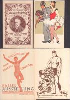 6 db régi, használatlan, érdekes képeslap: sport, reklám és művész motívum / 6 unused, interesting postcards: sport, advertisement and art motives
