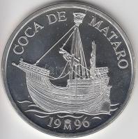 Spanyolország 1996. 5Ecu Ag "Coca de Mataro-hajó" (33.7g/0.500/41mm) tanúsítvánnyal T:PP Spain 1996. 5 Ecu Ag "Coca de Mataro" ((33.7g/0.500/41mm) with certificate C:PP