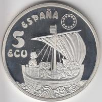 Spanyolország 1996. 5Ecu Ag "Coca de Mataro-hajó" (33.7g/0.500/41mm) tanúsítvánnyal T:PP
S...