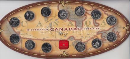 Kanada 1999. 25c 13klf db "Millennium" szett díszkiadásban tanúsítvánnyal T:1 Canada 1999. 25 cents 13 different "Millennium " in original packing with certificate C:UNC