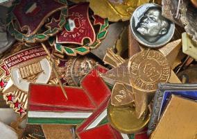 Fémdoboznyi vegyes jelvény és kitüntetés, közte törzsgárda, szocialista darabok is T:vegyes