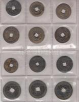 Kína Császárság 12db bronzpénz T:vegyes
China Empire 12pcs of brass coins C:mixed