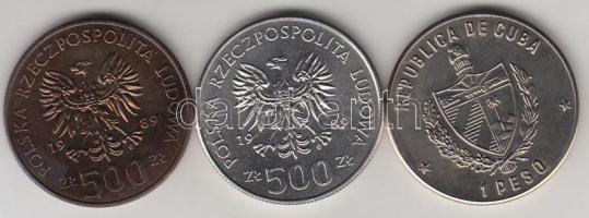 Lengyelország 1989. 500Zl CuNi "50 éve kezdődött a II. világháború" (2x) T:BU + Kuba 1981. 1P CuNi "Pinta" T:1 Poland 1989. 500 Zlotych CuNi "50th Anniversary - Beginning of WWII" (2x) C:BU + Cuba 1981. 1 Peso CuNi  "Columbus ship - Pinta" C:UNC Krause Y#185, KM#67