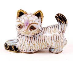 Rekeszzománc kiscica (apró kopásokkal) /  Cloisonné cat (with minor fault), 4x3cm