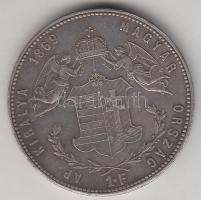 1869GYF 1Ft Ag "Angyalos címer" T:2 patina