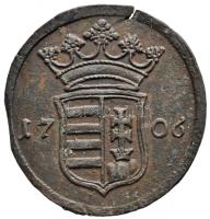 1706. X Poltura "II. Rákóczi Ferenc" (7.79g) T:2,2- ph. Hungary 1706. X Poltura "Francis II Rákóczi" (7.79g) C:aXF edge error Huszár: 1535., Unger II.: 1133.a