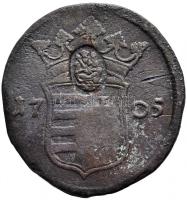 1705. X Poltura "II. Rákóczi Ferenc" Madonnás dupla! ellenjeggyel (6.46g) T:2-,3 Hungary 1705. X Poltura "Francis II Rákóczi" with double Madonna counter mark! (6.46g) C:VF,F Huszár: 1537., Unger II.: 1136.a