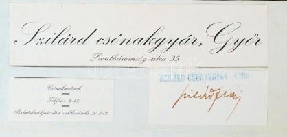 1927. Motorcsónak tervrajza. A győri Szilárd Csónakgyár pecsétjével ellátva. Nyomott papír, 18.5 x 4...