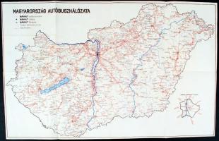 1953 OTP Takarékbetét-könyv reklámnyomtatványa, hátoldalán Magyarország autóbuszhálózatának térképév...