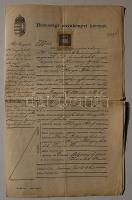 1903 Házassági anyakönyvi kivonat Bp-i "Anyakönyvi kivonati díj 1K bélyeggel"