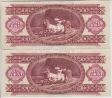 1989. 100Ft (2x) egymás utáni sorszámmal és nyomdai papírráncokkal T:I 
Adamo F36