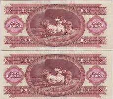 1989. 100Ft (2x) egymás utáni sorszámmal és nyomdai papírráncokkal T:I
Adamo F36