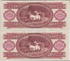 1989. 100Ft (2x) egymás utáni sorszámmal és nyomdai papírráncokkal T:I 
Adamo F36