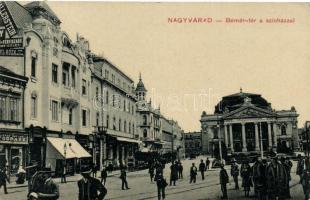 Nagyvárad, Bémer tér, színház, fodrászat / square, theatre, shops, hairdressing salon (EK)