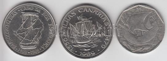 Portugália 1986. 50Esc "Vitorlás" T:2- + 1988. 100Esc CuNi "Bartolomeu Dias" T:B...