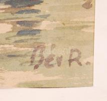 Bér Rudolf (1924-2004): Vitorlások. Akvarell, papír, jelzett, üvegezett keretben 15×23 cm