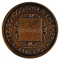 1943. "Vitéz Gömbös Gyula Emlékérem / Becsülettel a Haázáért MOVE" Br díjérem (40mm) szala...