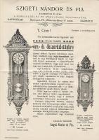 1910 Szigeti Aranyműves és órás reklámnyomtatvány