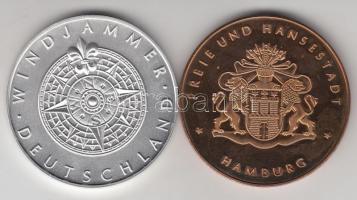 NSZK 1989. "800 éves a Hamburgi kikötő" Br emlékérem T:PP + Németország DN "Rickmer R...