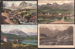 6 db régi Tátra képeslap: Csorba-tó, Zöld-tó, Poprád, Öt-tó, Fagyott-tó, köztük Divald és Monostory / 6 old Tátra postcards, lakes