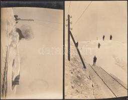 cca 1920 Balatonalmádi hóban elakadt mozdony 5 db fotólap