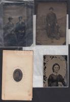 1880-1900 4db, kfl méretű ferrotípia /  4 tintypes