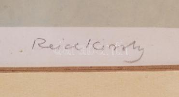 Reich Károly (1922-1988): Hazafelé. Szitanyomat, papír, jelzett, üvegezett keretben, 34×44 cm