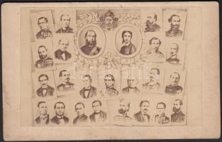 cca 1860 XV. Károly svéd király és miniszterei kisméretű tabló / cca 1860 Sweedish royal family and ministers photo 9x11 cm