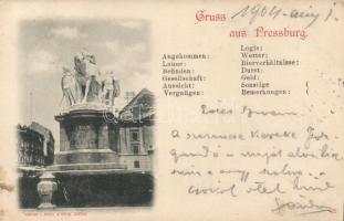 Pozsony, Mária Terézia szobra / statue, fill-in postcard