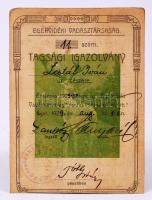 1929 Egervidéki vadásztársaság tagsági igazolvány